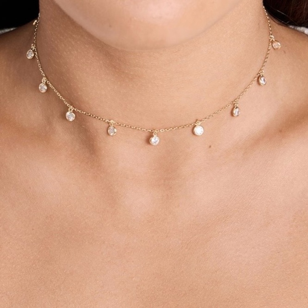 Shashi solitaire drop choker necklace - Picture 7 of 12